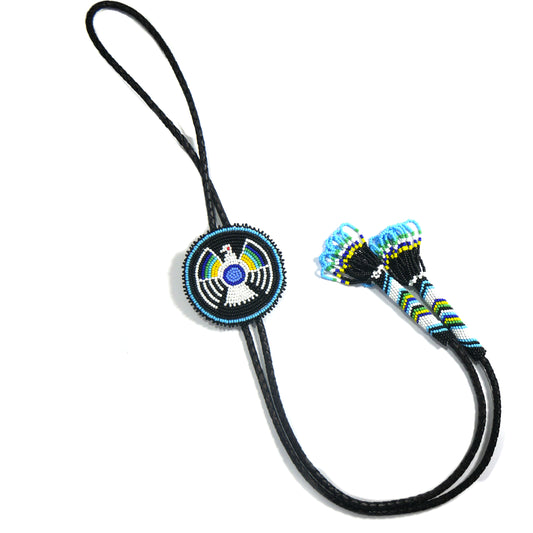 Beaded Bolo Tie with Geometric and Traditional Design - Men's Bolo Tie for Wedding, Formal Occasion