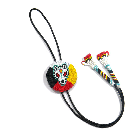 Beaded Bolo Tie with Geometric and Traditional Design - Men's Bolo Tie for Wedding, Formal Occasion