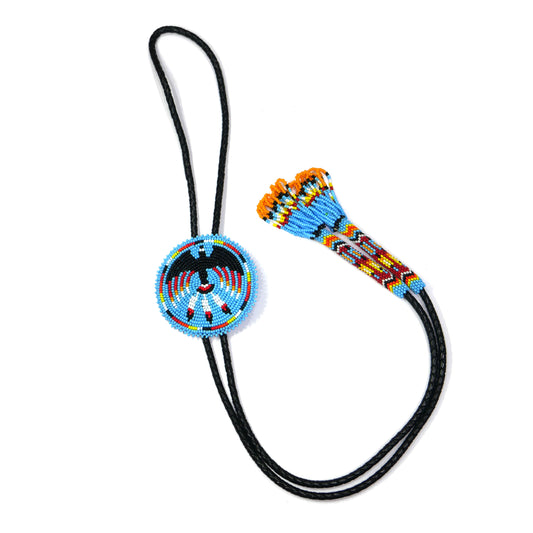 Beaded Bolo Tie with Geometric and Traditional Design - Men's Bolo Tie for Wedding, Formal Occasion