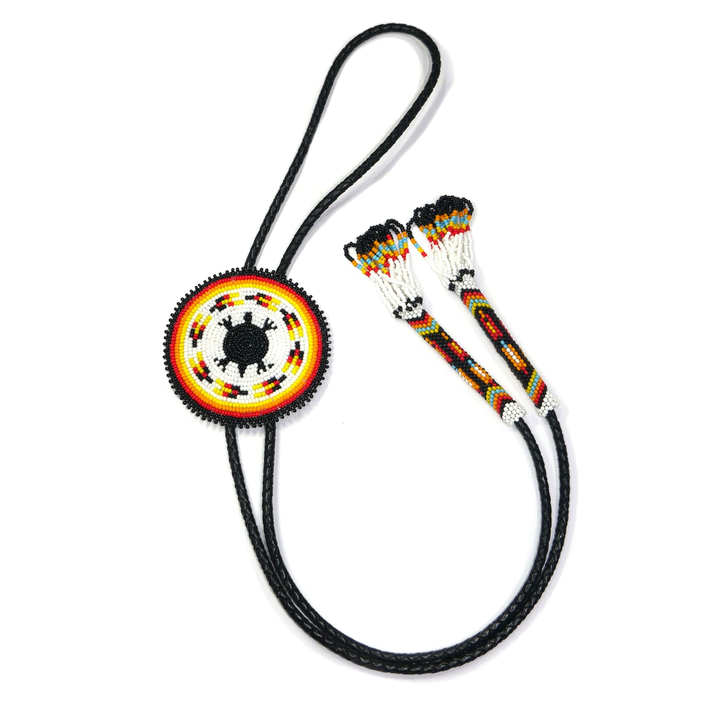 Beaded Bolo Tie with Geometric and Traditional Design - Men's Bolo Tie for Wedding, Formal Occasion