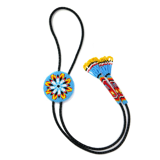 Beaded Bolo Tie with Geometric and Traditional Design - Men's Bolo Tie for Wedding, Formal Occasion