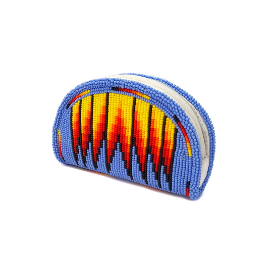 Corn-Flower Blue Native American Beaded Coin Purse, Change Purse For Women, Zippered Change Pouch Wallet, Small Leather Pouch, designer key pouch