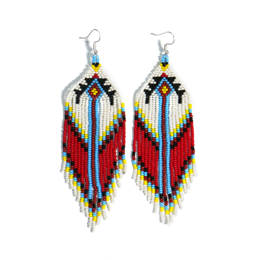 Cream Native American Seed Beads Beaded Earrings ( Handmade)