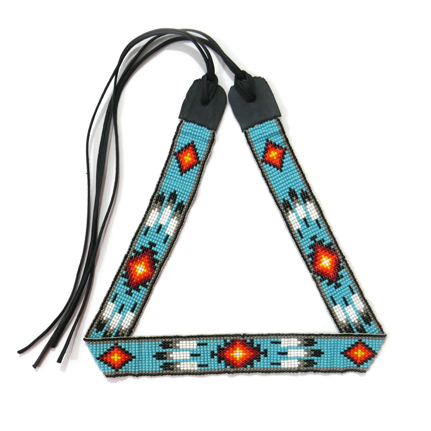 Beaded Hat Band Native American Southwestern Cowboy Rode Handmade Head/Hat Band