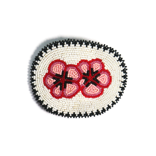 Cream Flower Beaded Hair Clips Native American Handmade Beaded Hair Baw Beaded Barrette