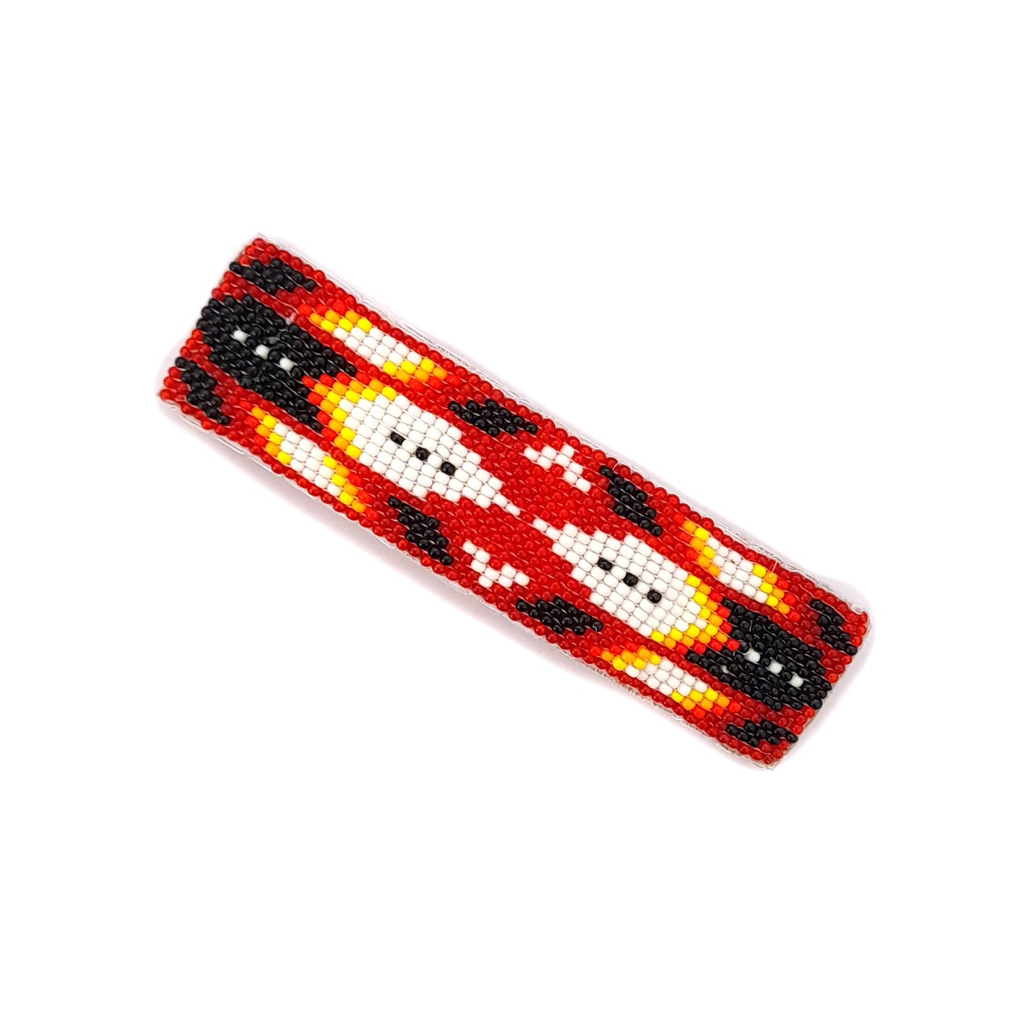Trans Red Beaded Hair Clips Native American Handmade Beaded Hair Baw Beaded Barrette