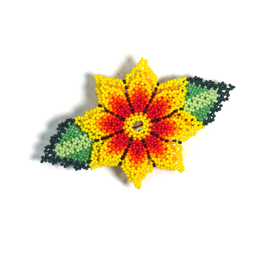 Yellow Flower Beaded Hair Clips Native American Handmade Beaded Hair Baw Beaded Barrette