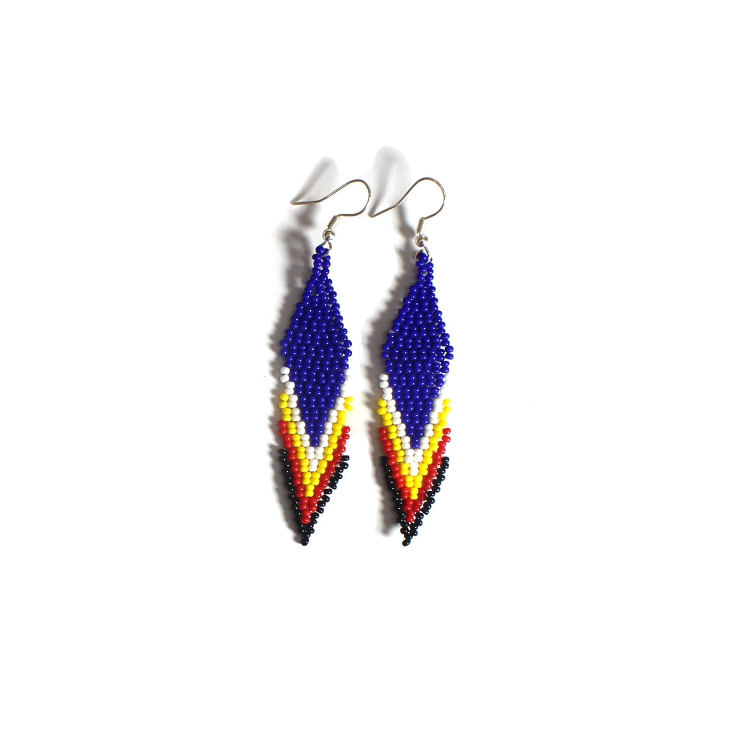 Blue Feather beaded lanyard with matching Beaded Earrings, Native American Lanyard, beaded badge holder, ID card holder