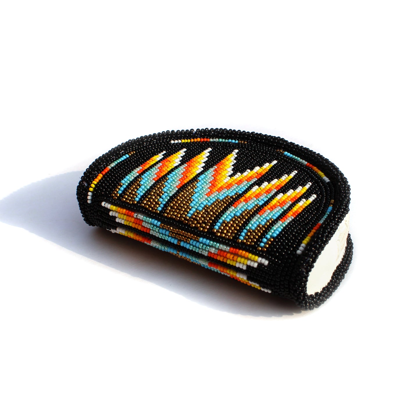 Black Native American Beaded Coin Purse, Change Purse For Women, Zippered Change Pouch Wallet, Small Leather Pouch, designer key pouch