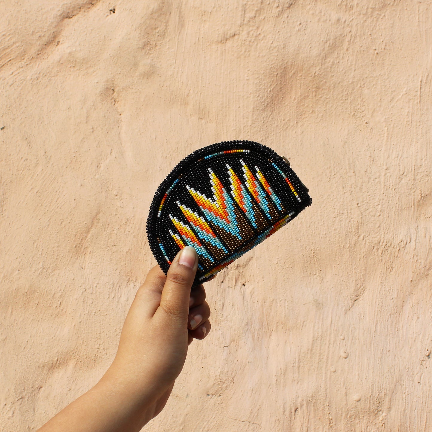 Black Native American Beaded Coin Purse, Change Purse For Women, Zippered Change Pouch Wallet, Small Leather Pouch, designer key pouch