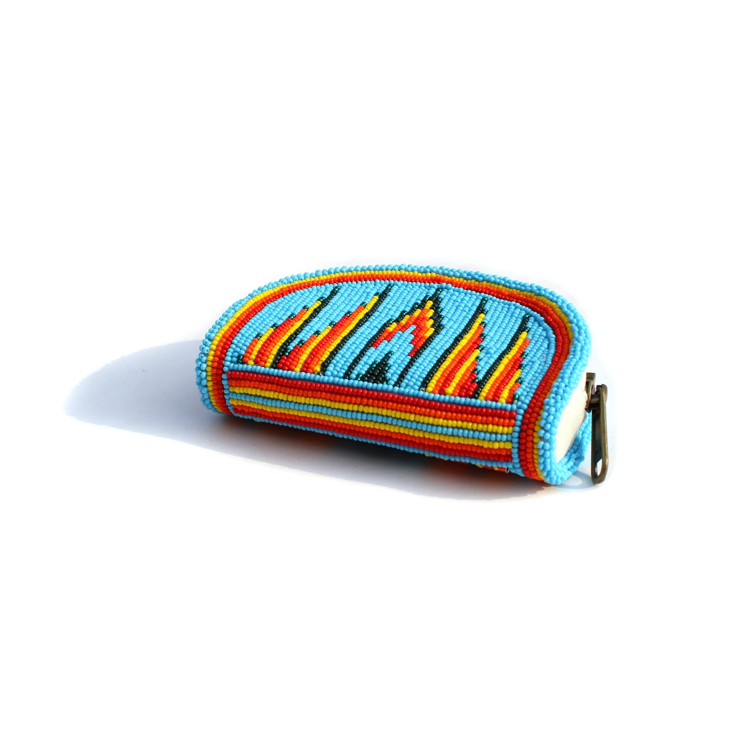 Sky-Blue Native American Beaded Coin Purse, Change Purse For Women, Zippered Change Pouch Wallet, Small Leather Pouch, designer key pouch