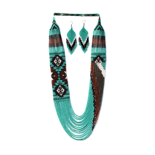 Turquoise Native American Beaded Layered Necklace ( Handmade )
