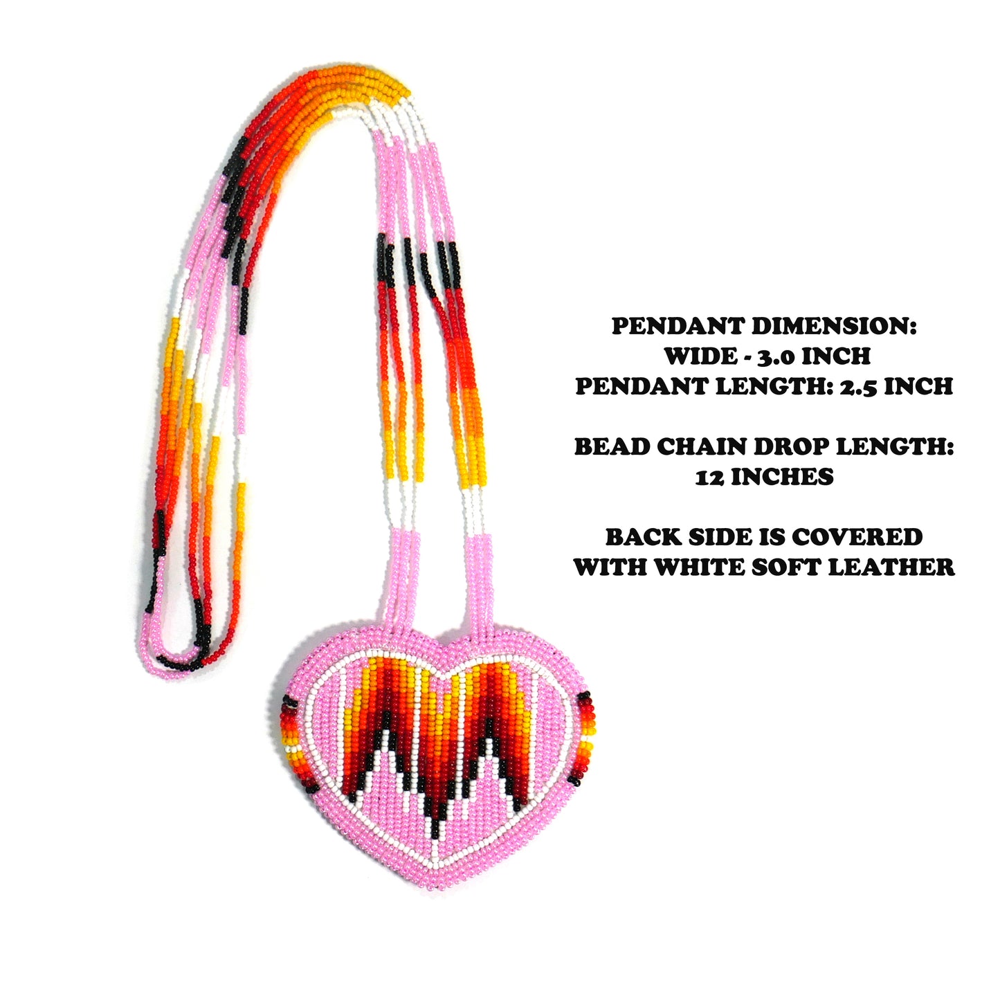Pink Heart Native American Beaded Medallion Necklace ( Handmade )