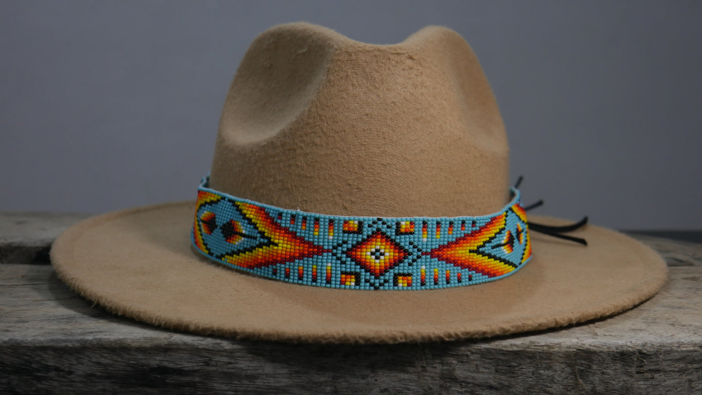 Beaded Hat Band Native American Southwestern Cowboy Rode Handmade Head/Hat Band