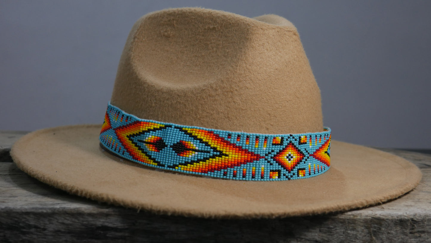 Beaded Hat Band Native American Southwestern Cowboy Rode Handmade Head/Hat Band