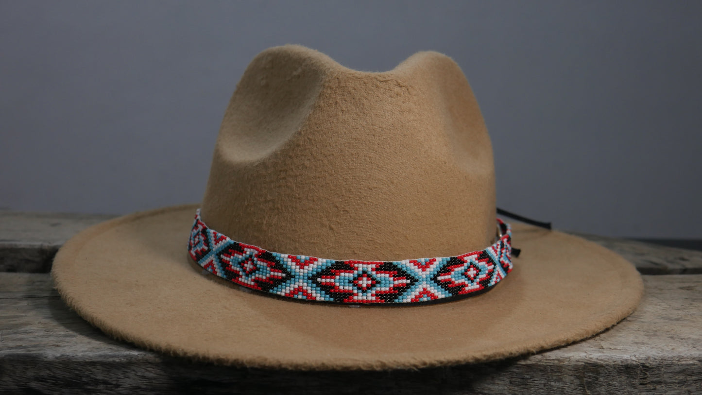 Beaded Hat Band Native American Southwestern Cowboy Rode Handmade Head/Hat Band