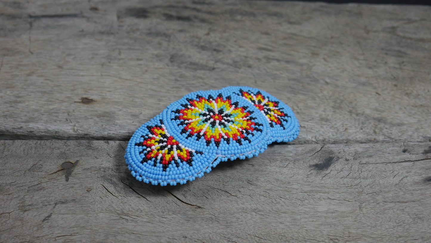 Sky-Blue star Beaded Hair Clips Native American Handmade Beaded Hair Baw Beaded Barrette