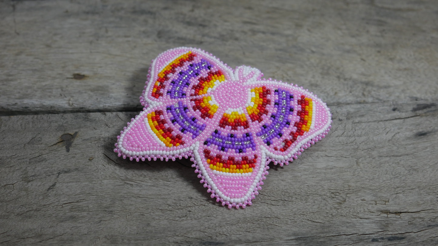 Pink Butterfly Beaded Hair Clips Native American Handmade Beaded Hair Baw Beaded Barrette