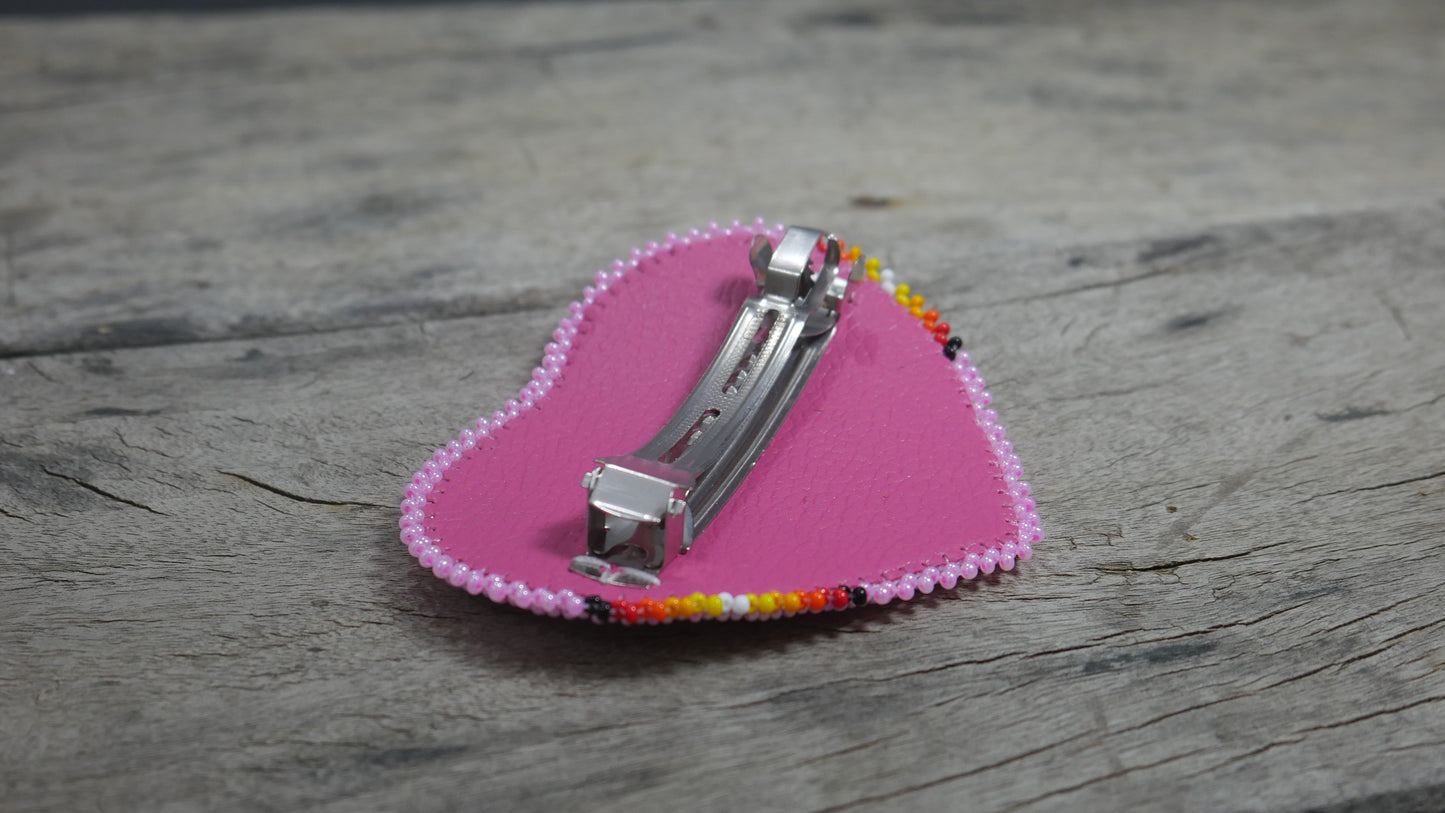 Pink Heart Beaded Hair Clips Native American Handmade Beaded Hair Baw Beaded Barrette