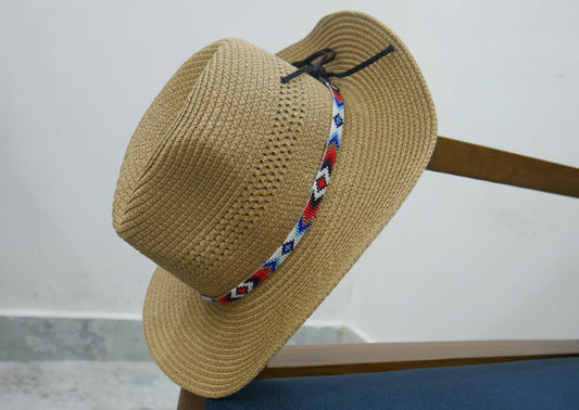 Beaded Hat Band Native American Southwestern Cowboy Rode Handmade Head/Hat Band