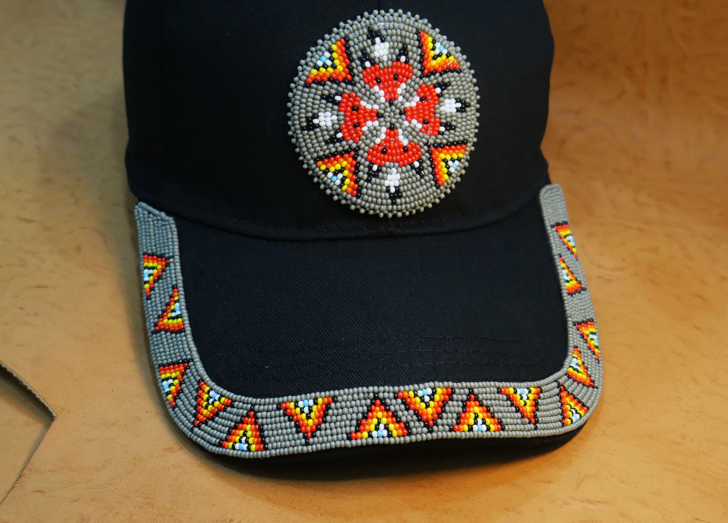 Native American Style Baseball Cap - Beaded Trucker Hat for Men