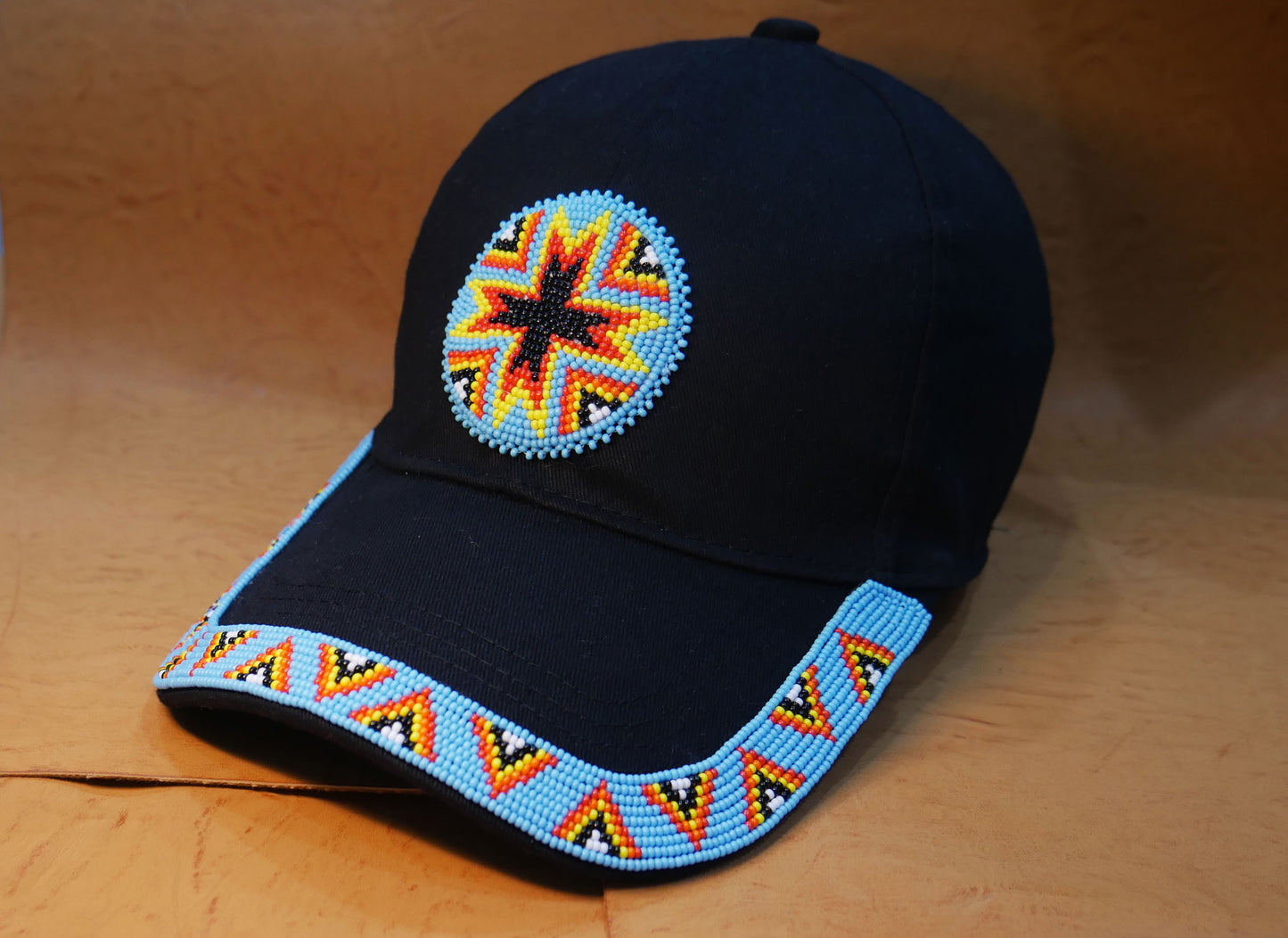 Native American Style Baseball Cap - Beaded Trucker Hat for Men