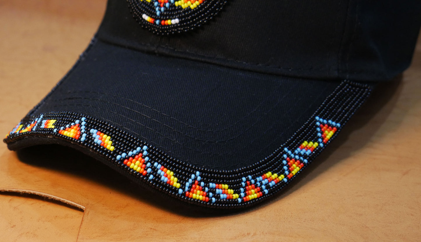 Native American Style Baseball Cap - Beaded Trucker Hat for Men