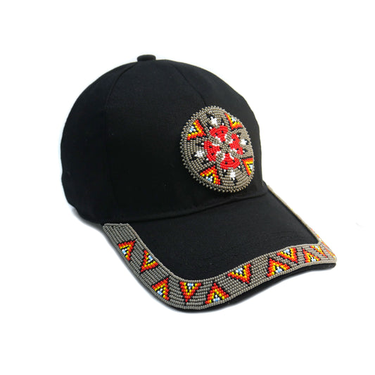 Native American Style Baseball Cap - Beaded Trucker Hat for Men