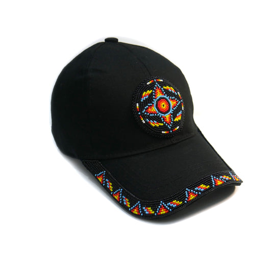 Native American Style Baseball Cap - Beaded Trucker Hat for Men