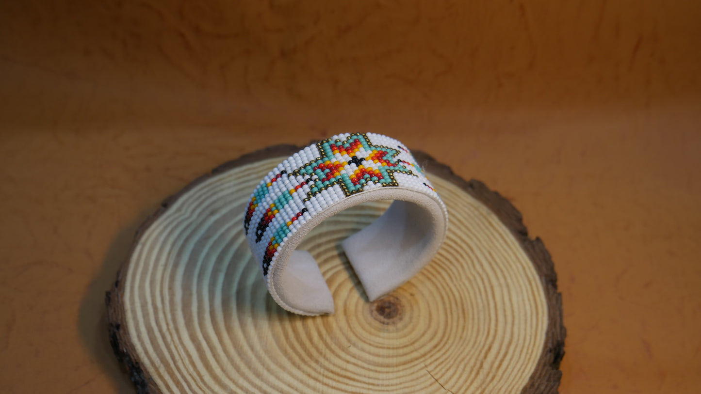 White Star Feather Bracelet native American seed beads Adjustable cuff bracelet (Handmade) (Copy)