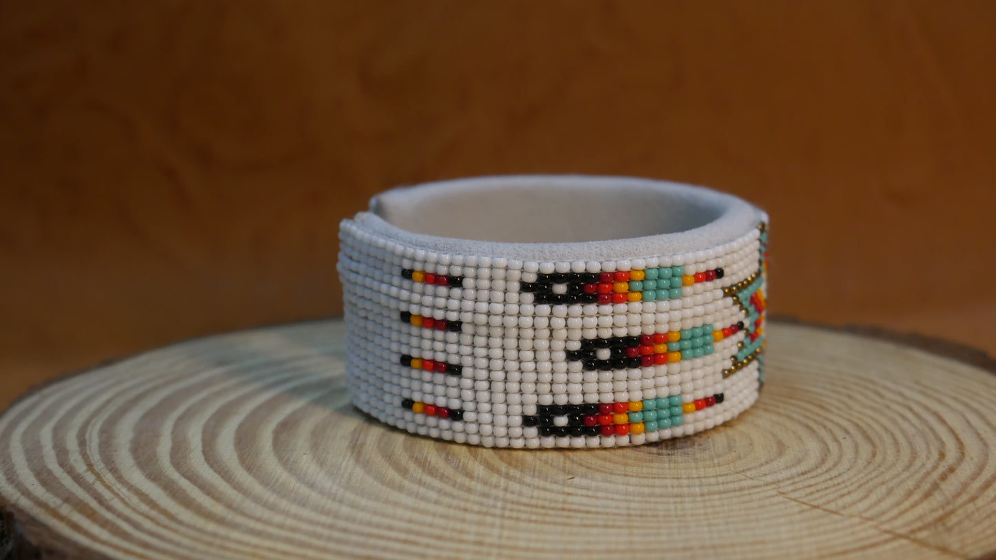 White Star Feather Bracelet native American seed beads Adjustable cuff bracelet (Handmade) (Copy)