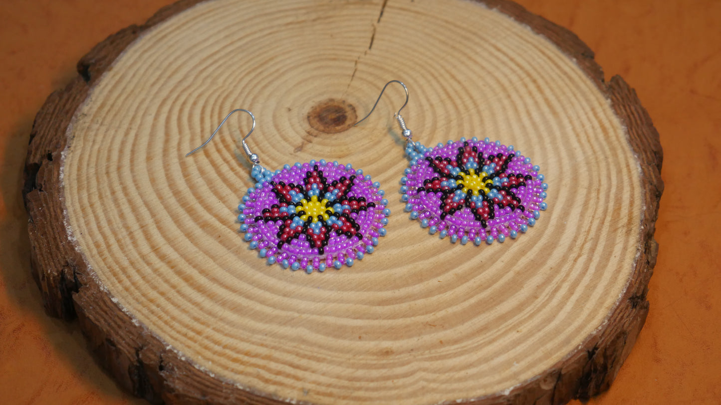 Pink Handmade Native American Seed Beads Beaded Earrings