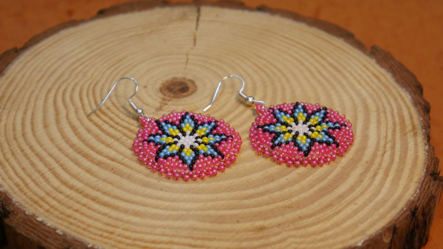 Red peach Handmade Native American Seed Beads Beaded Earrings