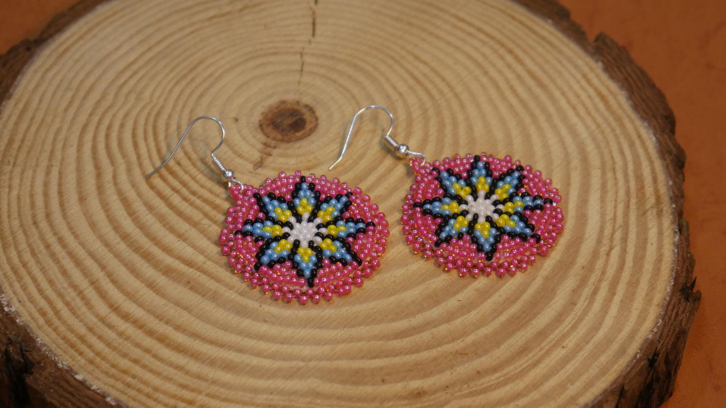 Red peach Handmade Native American Seed Beads Beaded Earrings