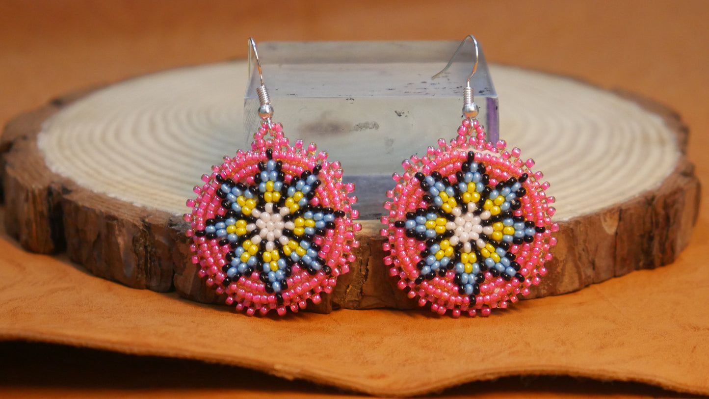 Red peach Handmade Native American Seed Beads Beaded Earrings