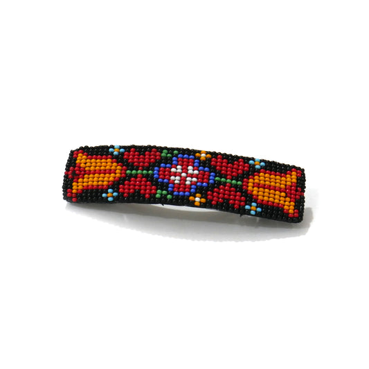 Black Flower Beaded Hair Clips Native American Handmade Beaded Hair Baw Beaded Barrette