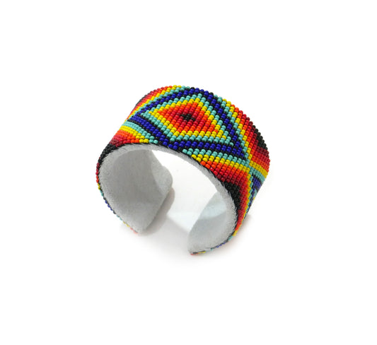 Multi-color Beaded Cuff Bracelet native American seed beads Adjustable cuff bracelet (Handmade)