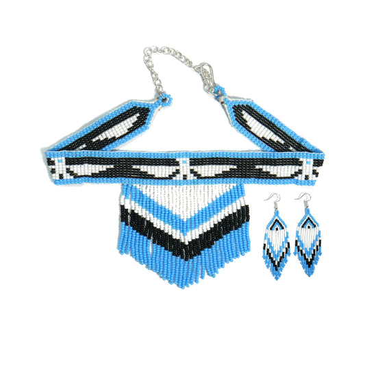 Black & White Native American Beaded Choker ( Handmade )