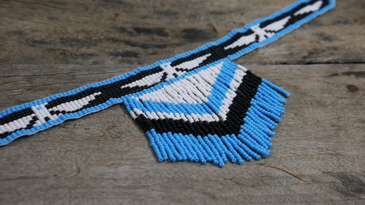 Black & White Native American Beaded Choker ( Handmade )