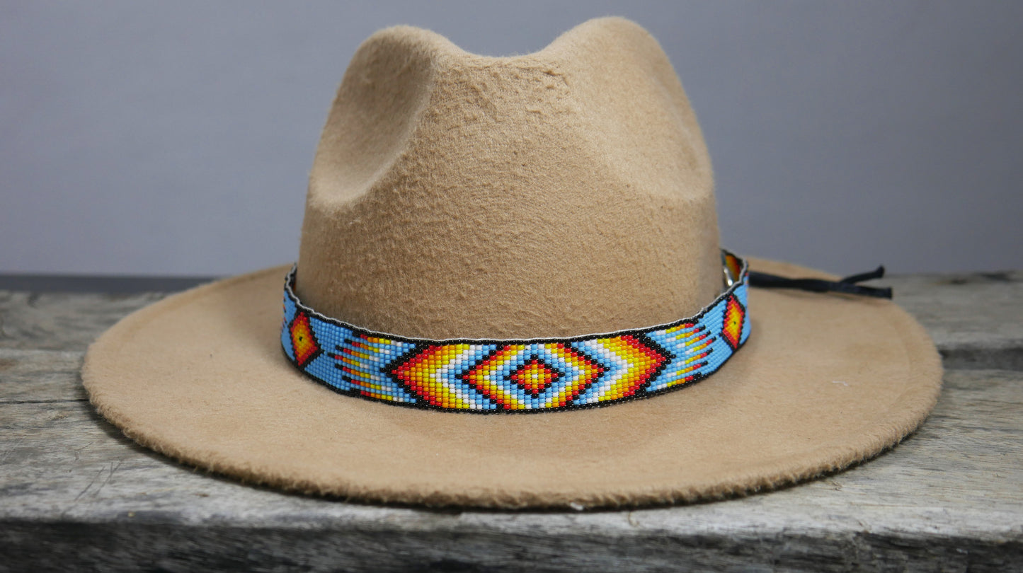 Beaded Hat Band Native American Southwestern Cowboy Rode Handmade Head/Hat Band