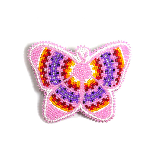 Pink Butterfly Beaded Hair Clips Native American Handmade Beaded Hair Baw Beaded Barrette