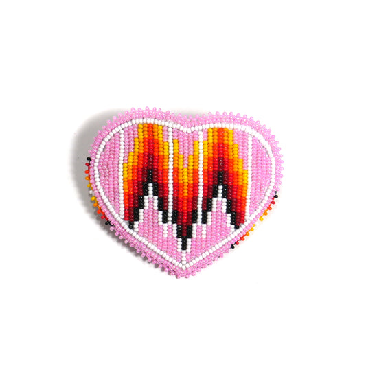 Pink Heart Beaded Hair Clips Native American Handmade Beaded Hair Baw Beaded Barrette