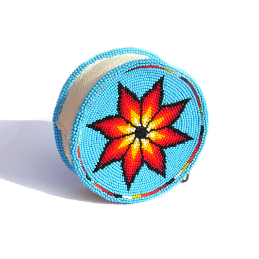 sky-Blue Star Native American Beaded Coin Purse, Change Purse For Women, Zippered Change Pouch Wallet, Small Leather Pouch, designer key pouch