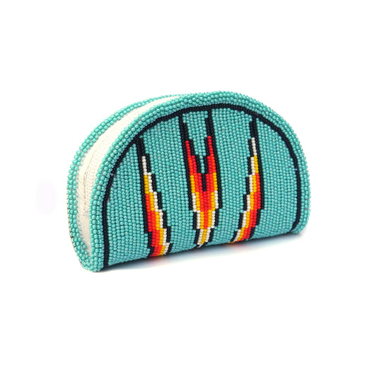 Turquoise Native American Beaded Coin Purse, Change Purse For Women, Zippered Change Pouch Wallet, Small Leather Pouch, designer key pouch