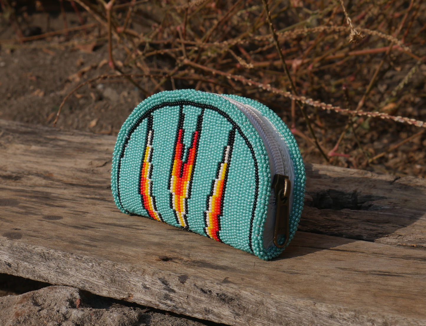 Turquoise Native American Beaded Coin Purse, Change Purse For Women, Zippered Change Pouch Wallet, Small Leather Pouch, designer key pouch