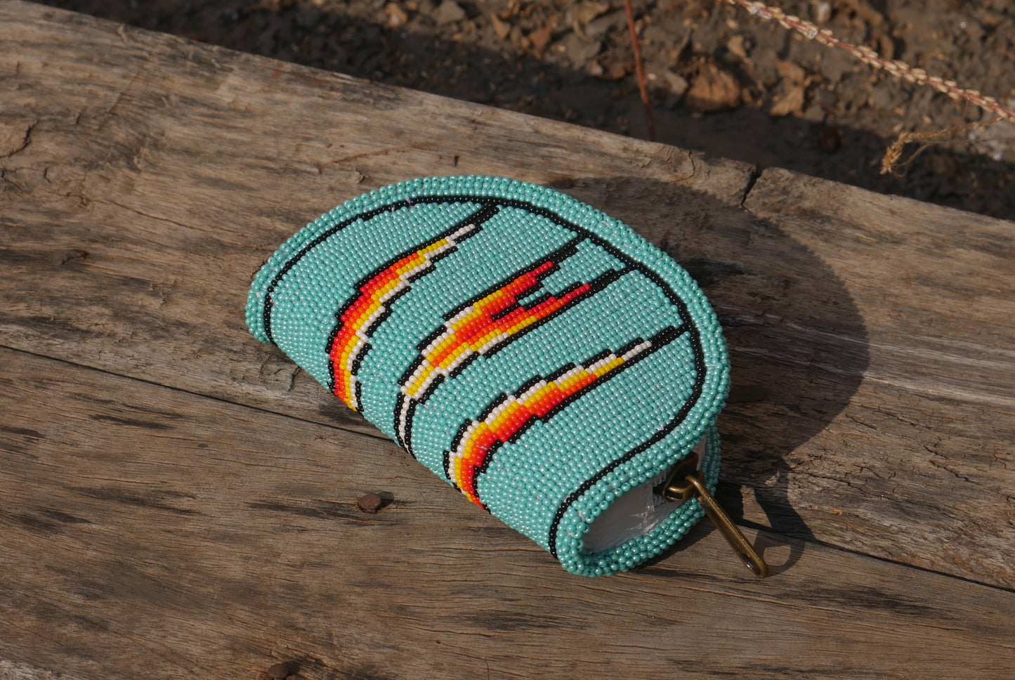 Turquoise Native American Beaded Coin Purse, Change Purse For Women, Zippered Change Pouch Wallet, Small Leather Pouch, designer key pouch