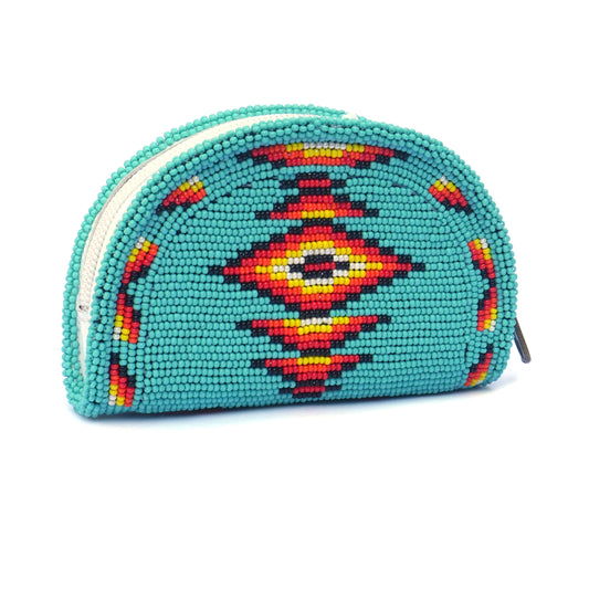 Turquoise Native American Beaded Coin Purse, Change Purse For Women, Zippered Change Pouch Wallet, Small Leather Pouch, designer key pouch