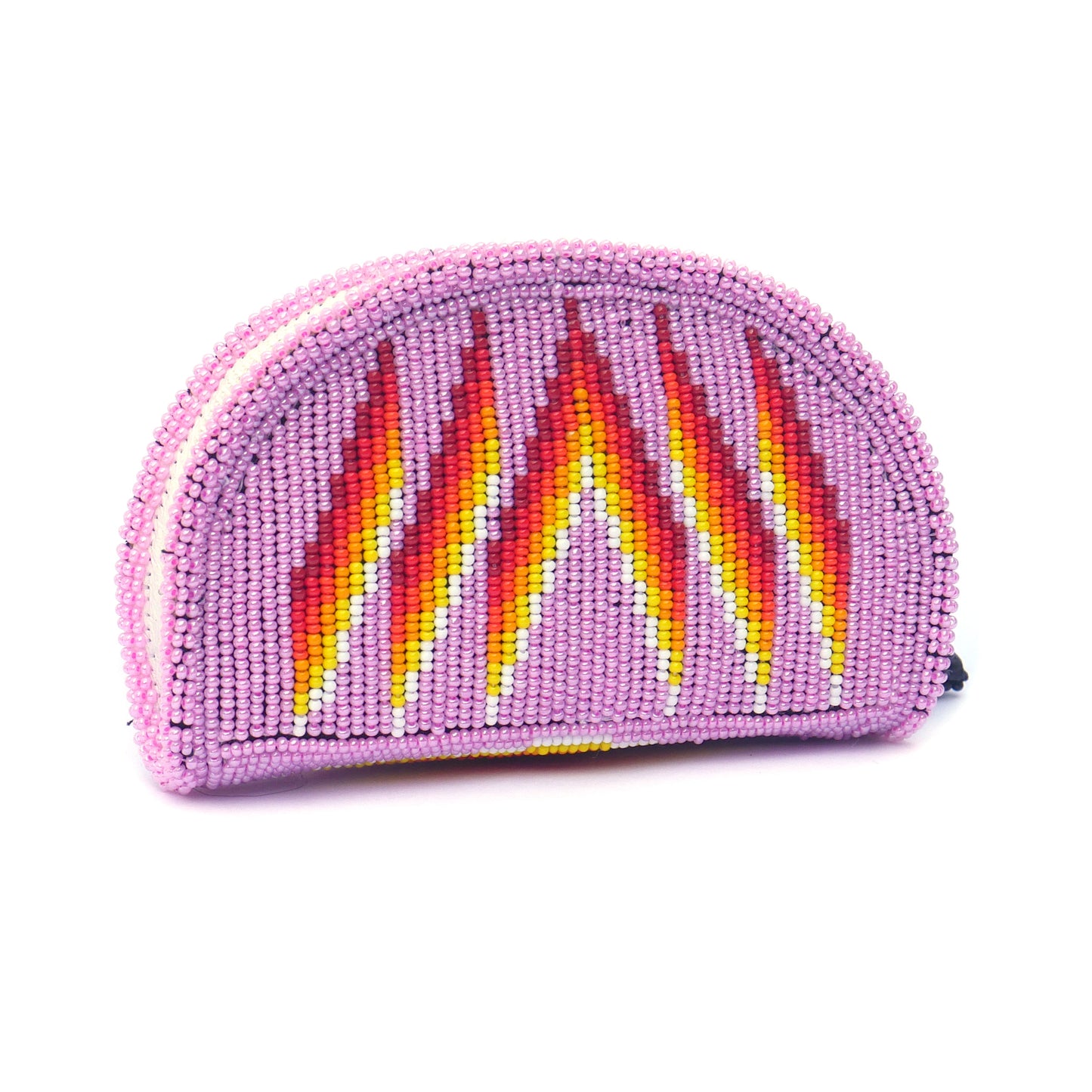 Pink Native American Beaded Coin Purse, Change Purse For Women, Zippered Change Pouch Wallet, Small Leather Pouch, designer key pouch