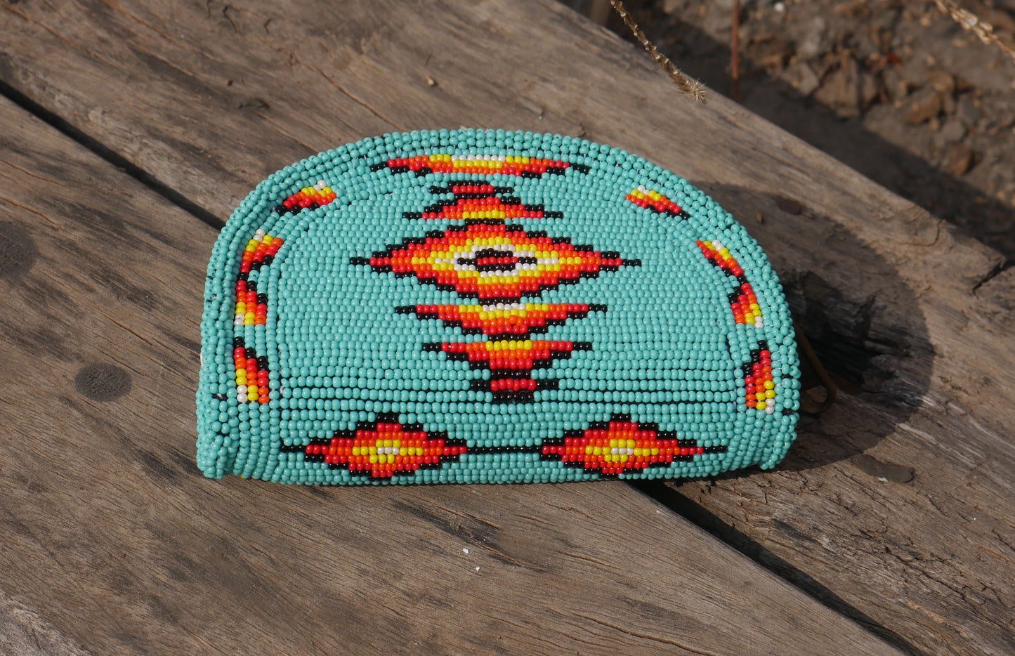 Turquoise Native American Beaded Coin Purse, Change Purse For Women, Zippered Change Pouch Wallet, Small Leather Pouch, designer key pouch