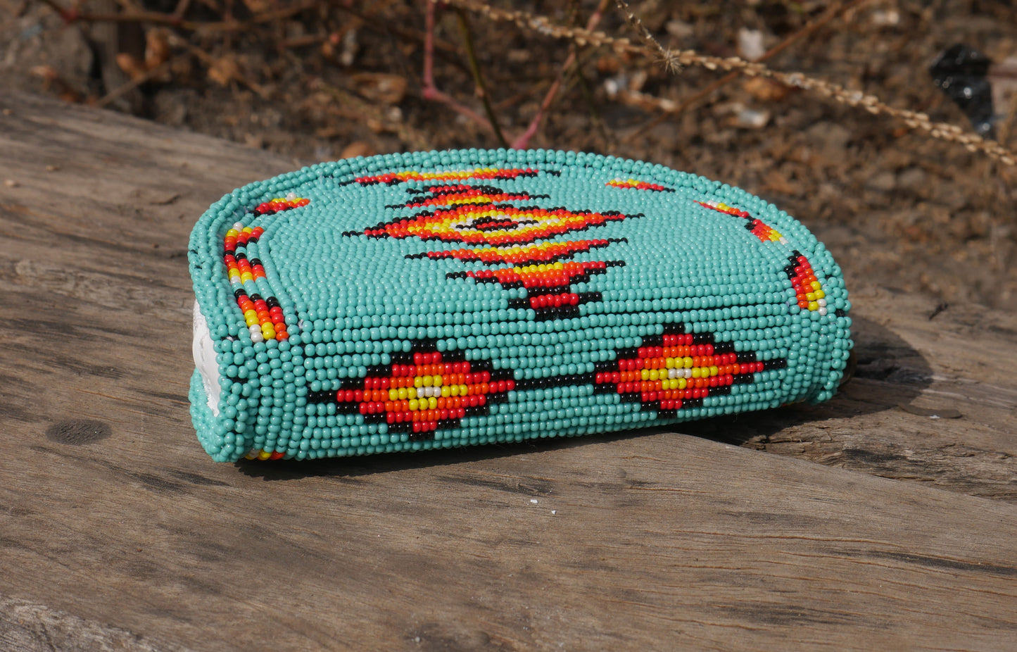 Turquoise Native American Beaded Coin Purse, Change Purse For Women, Zippered Change Pouch Wallet, Small Leather Pouch, designer key pouch